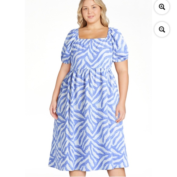 Time and Tru Women’s Zebra Tie Dye Blue Midi Dress Size Large - Picture 1 of 9